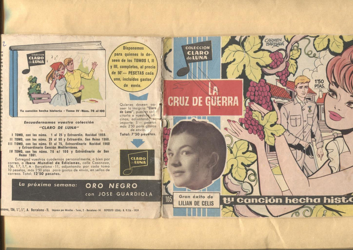 Claro de Luna numero 105: La cruz de guerra de Lilian de Celis (numerada 2 en trasera)