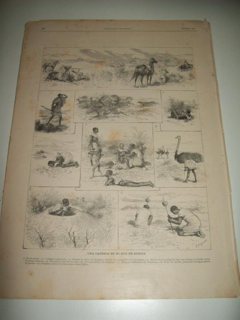 LAMINA ILUSTRACION ARTISTICA 19854: Una caceria en el sur de Africa.