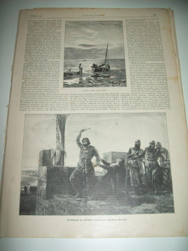 LAMINA ILUSTRACION ARTISTICA 19852: Guzman el Bueno, por Martinez Cubells