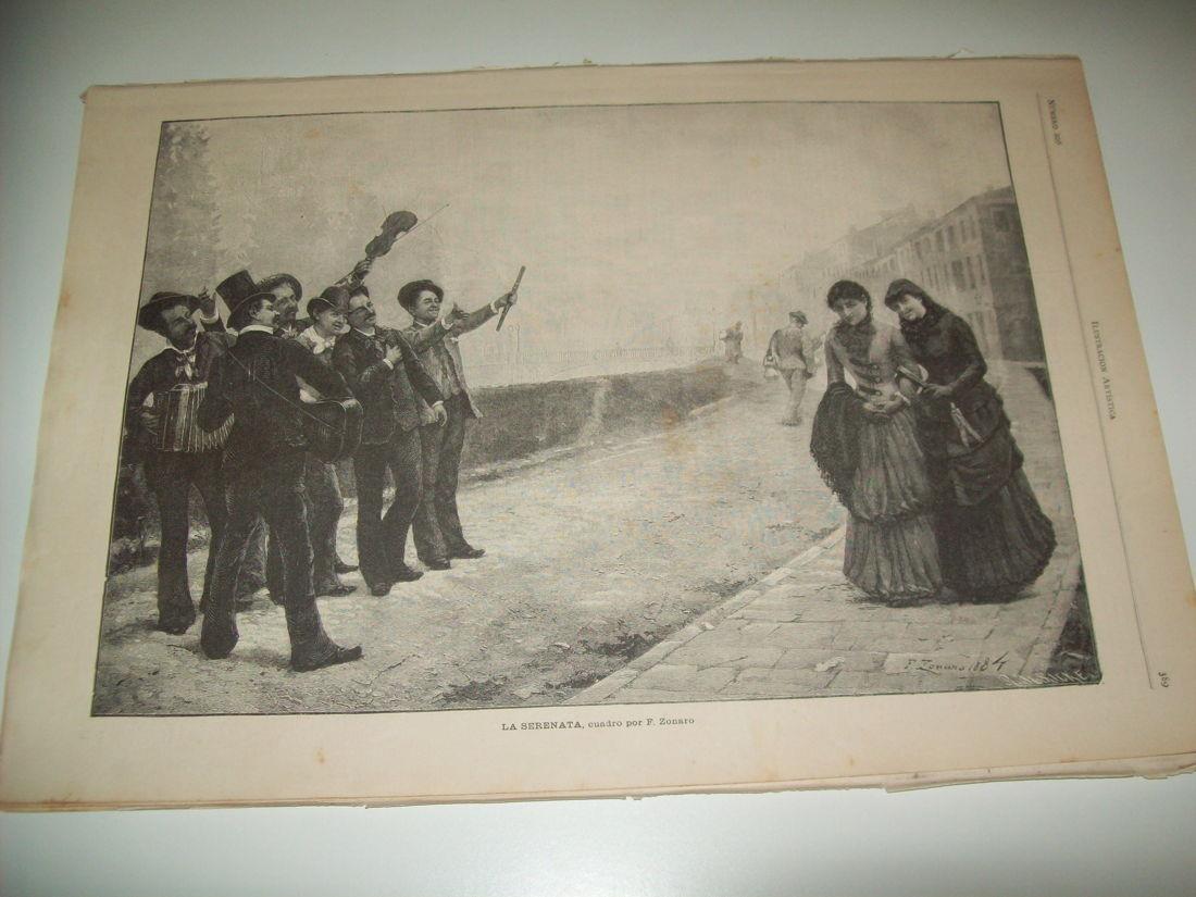 LAMINA ILUSTRACION ARTISTICA 19851: La serenata, por Zonaro