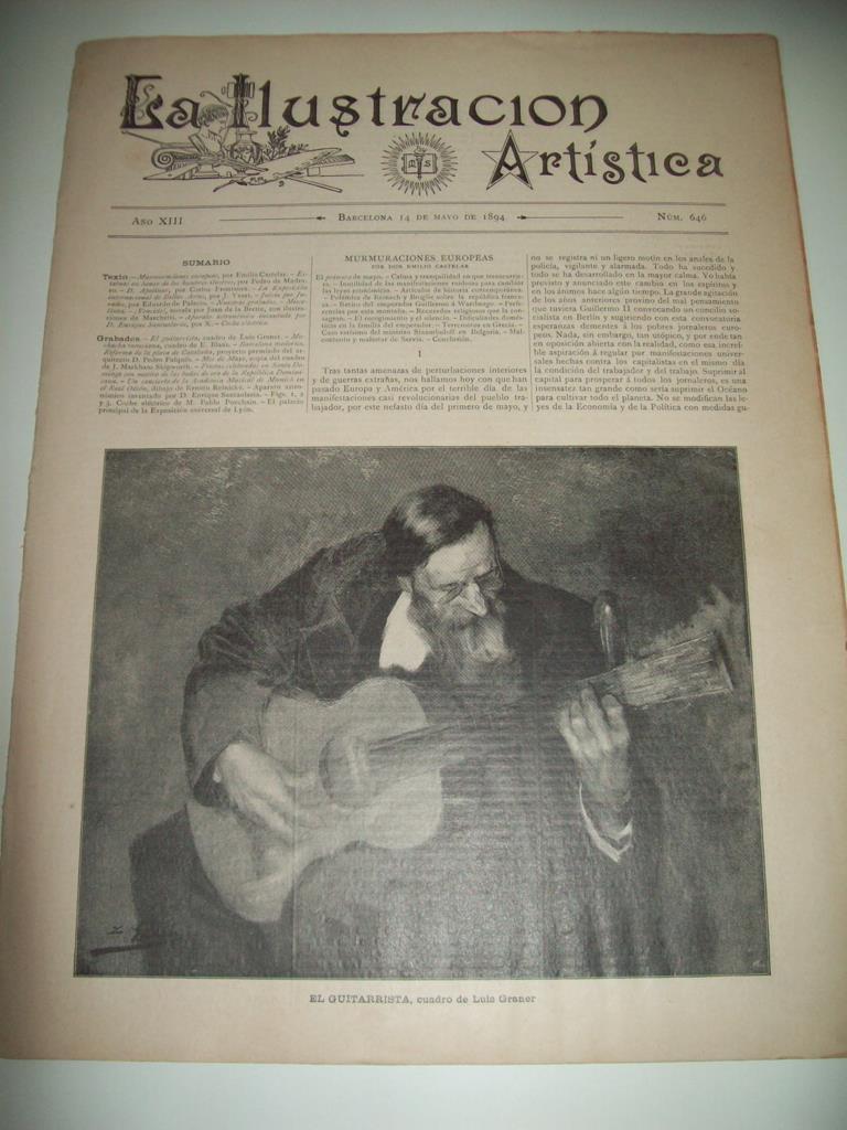 LAMINA ILUSTRACION ARTISTICA 19872: El guitarrista, por Luis Graner