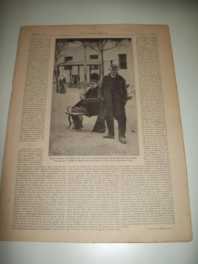 LAMINA ILUSTRACION ARTISTICA 19868: Patio Nadal de la Casa de la Caridad de Barcelona