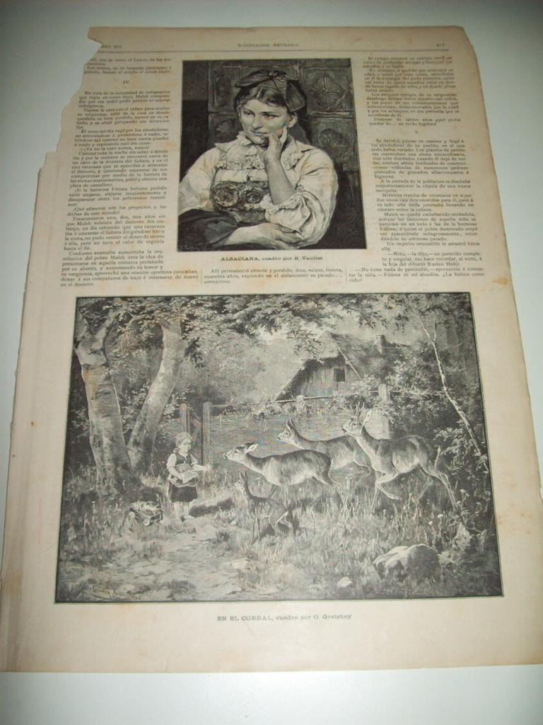 LAMINA ILUSTRACION ARTISTICA 19865: En el corral, por O. Greishey