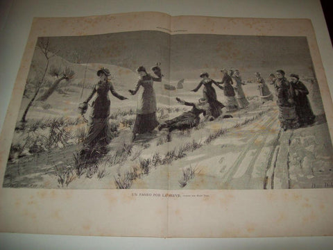 LAMINA ILUSTRACION ARTISTICA 19866: Un paseo por la nieve, por Hans Dahl