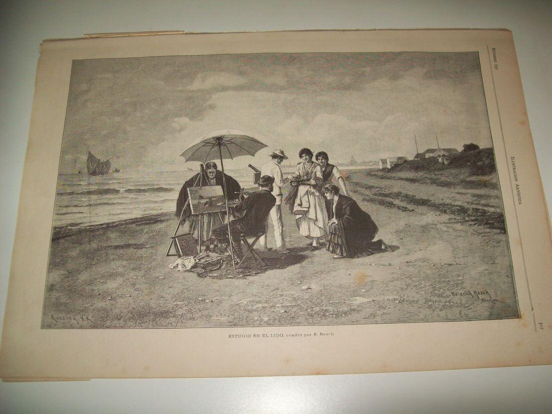 LAMINA ILUSTRACION ARTISTICA 19810: Estudio en el Lido