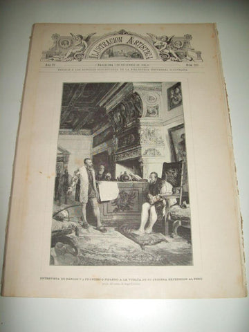 LAMINA ILUSTRACION ARTISTICA 19831:  Entrevista de Carlos V y Francisco Pizarro a la vuelta de la primera expedicion
