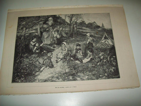 LAMINA ILUSTRACION ARTISTICA 19823: En la aldea, por J. Hahn