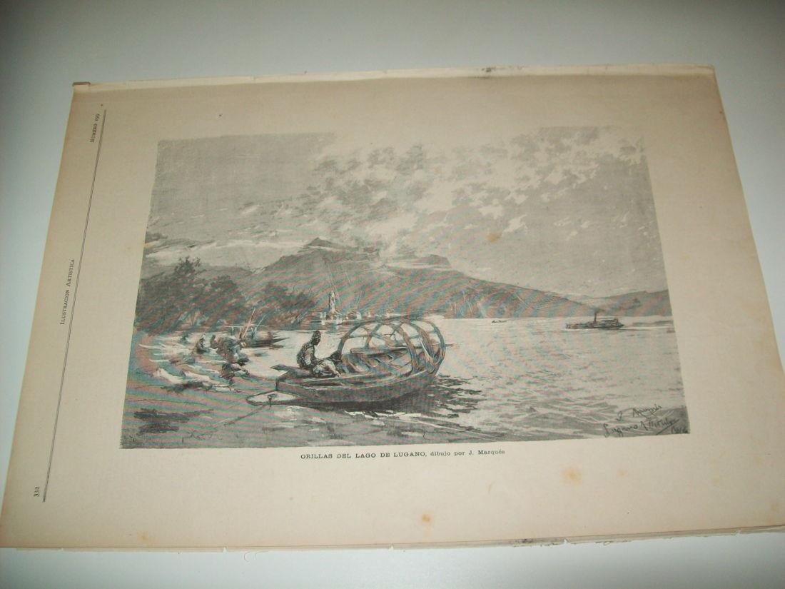 LAMINA ILUSTRACION ARTISTICA 19818: Orillas del lago de Lugano