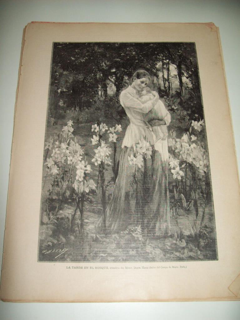 LAMINA ILUSTRACION ARTISTICA 19933: La tarde en el Bosque, por Dora Hetz