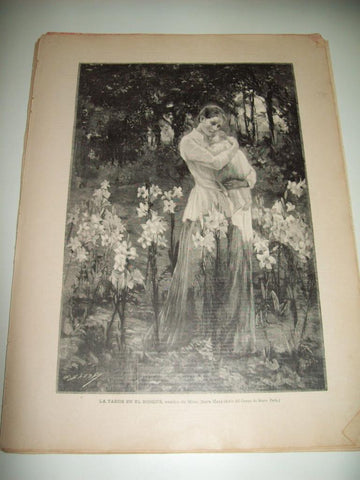 LAMINA ILUSTRACION ARTISTICA 19933: La tarde en el Bosque, por Dora Hetz