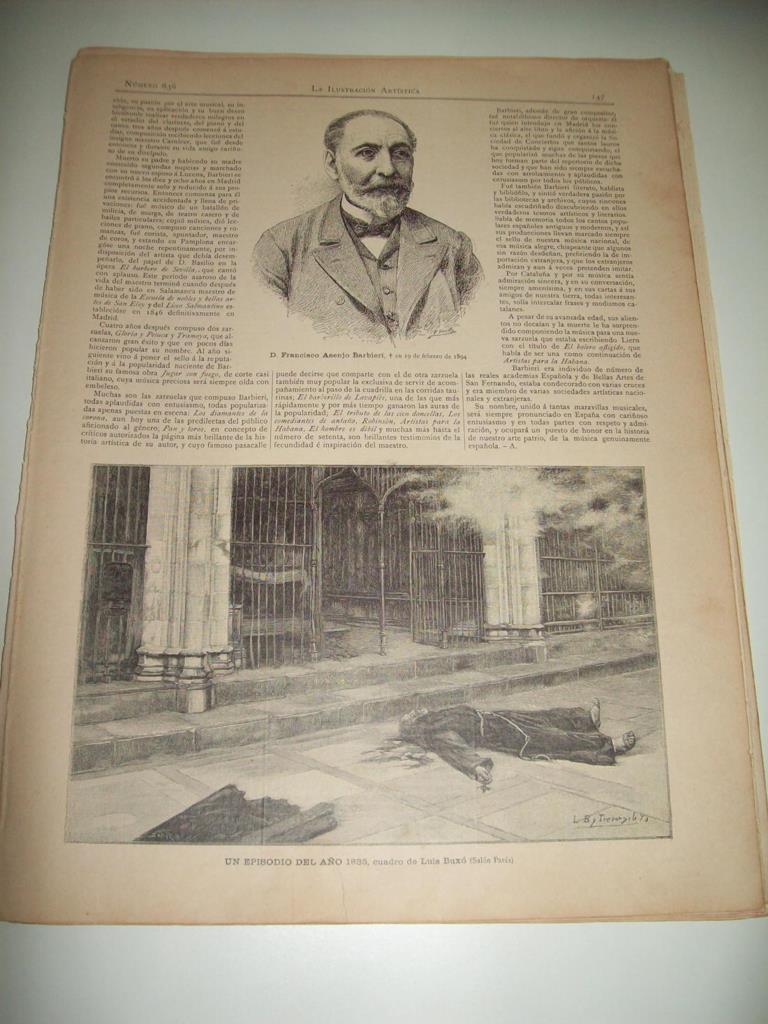 LAMINA ILUSTRACION ARTISTICA 19930: Un episodio del año 1835, por Luis Buxo