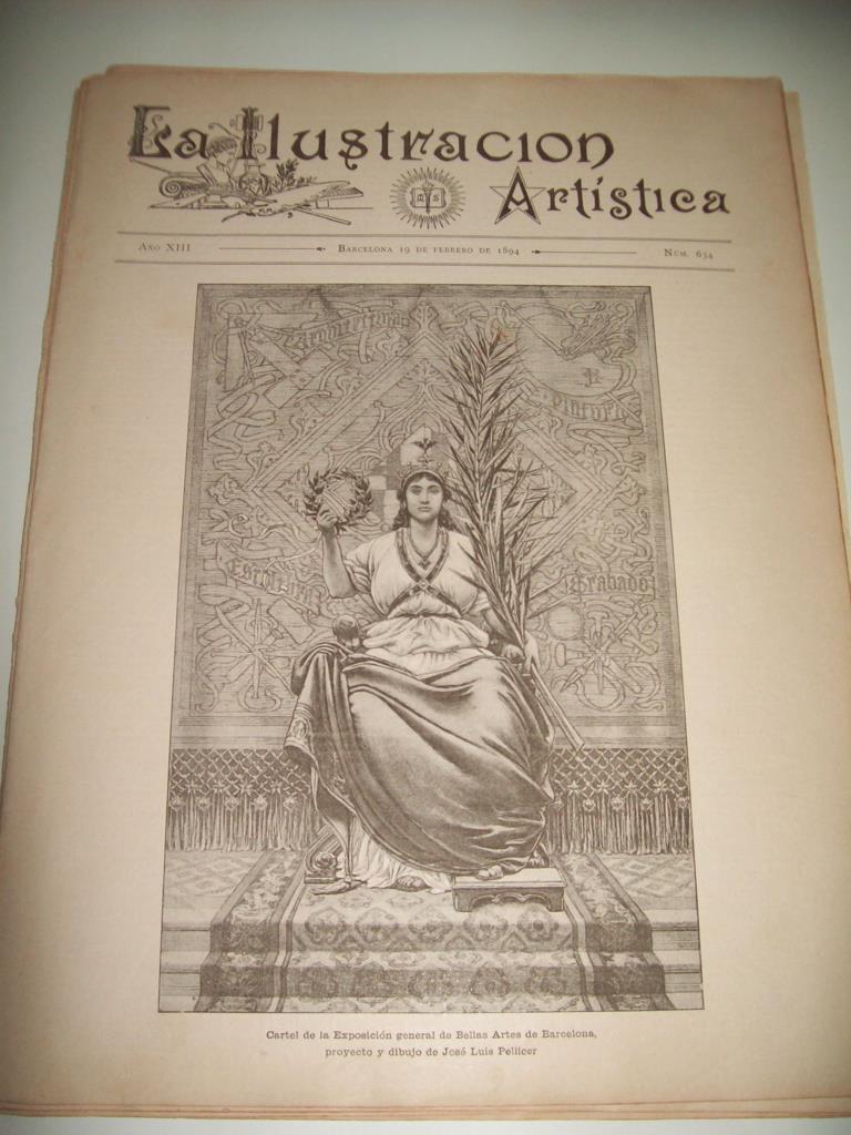 LAMINA ILUSTRACION ARTISTICA 19936: Cartel de la Exposicion de Bellas Artes de Barcelona, por Pellicer