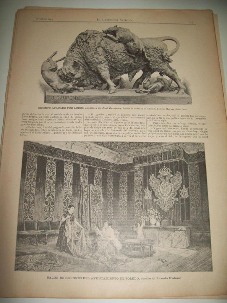 LAMINA ILUSTRACION ARTISTICA 19937: Salon de Sesiones del Ayuntamiento de Toledo