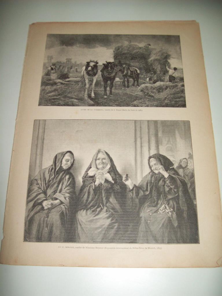 LAMINA ILUSTRACION ARTISTICA 19952: Cuadros por J. Dupre y M. Reyzner