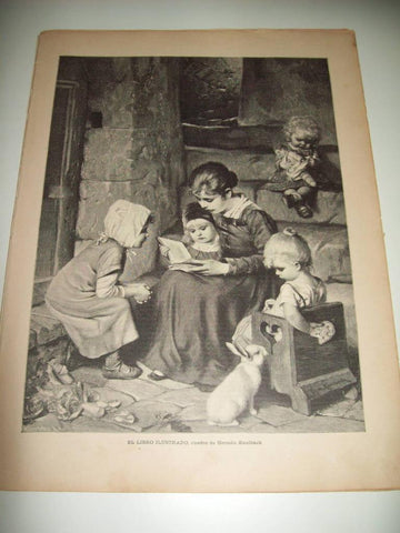 LAMINA ILUSTRACION ARTISTICA 19945: El libro ilustrado, por Heman Kaulbach