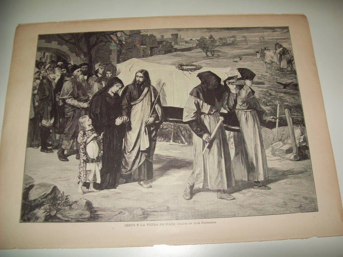 LAMINA ILUSTRACION ARTISTICA 19916: Jesus y la viuda de Naim, por Feldmann