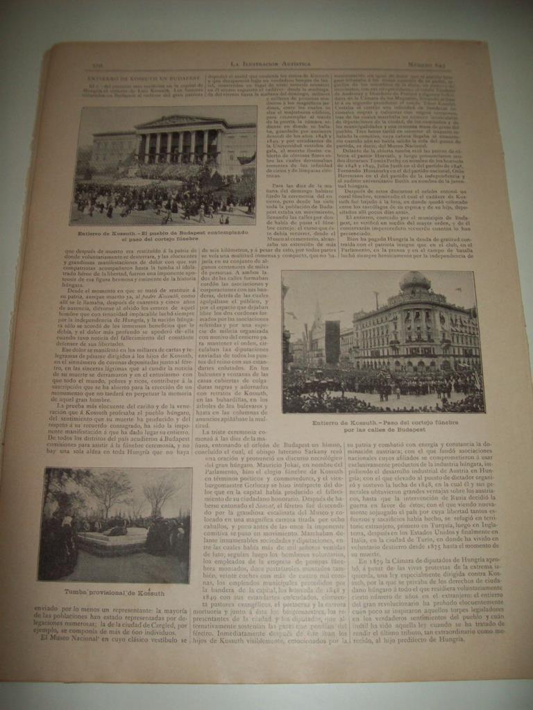 LAMINA ILUSTRACION ARTISTICA 19893: Entierro de Kossuth en Budapest
