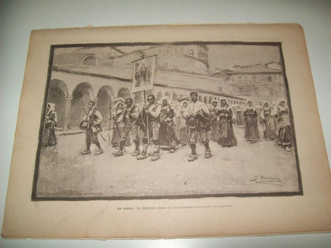 LAMINA ILUSTRACION ARTISTICA 19891: En Assissi, por J. Benlliure