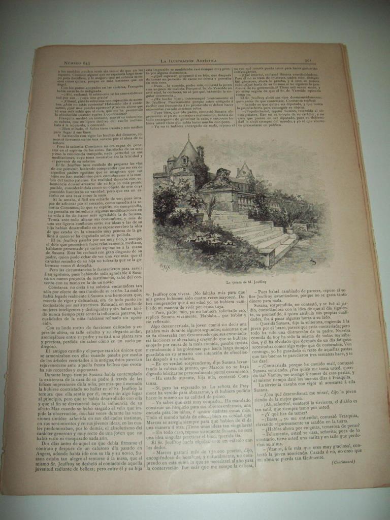 LAMINA ILUSTRACION ARTISTICA 19885: La quinta de M. Jeuffroy
