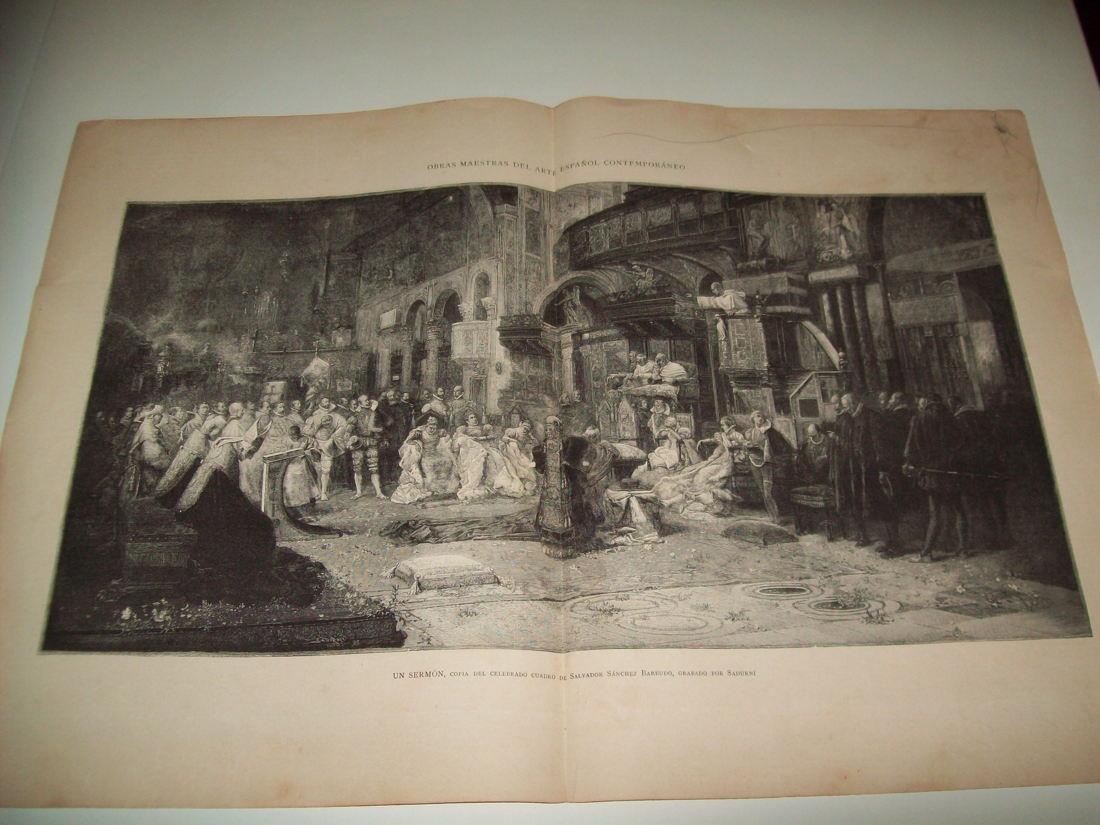 LAMINA ILUSTRACION ARTISTICA 19898: Un sermon, por Salvador Sanchez Barbudo