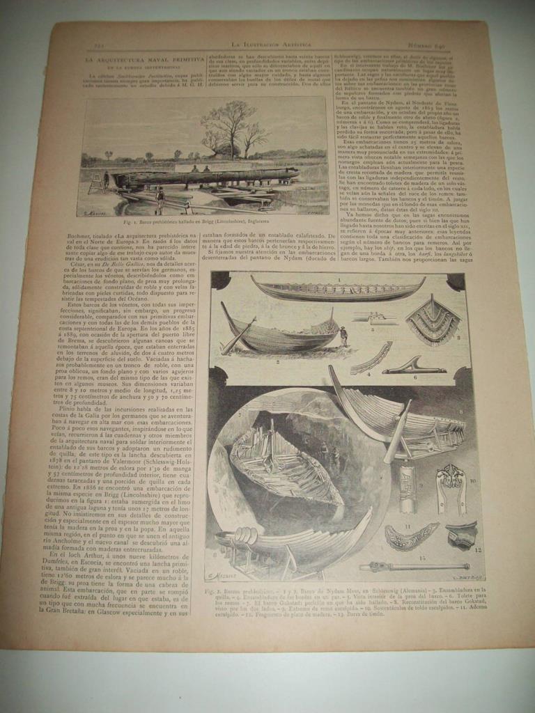 LAMINA ILUSTRACION ARTISTICA 19906: Barco hallado en Brigg, Inglaterra
