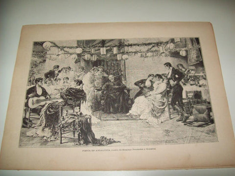 LAMINA ILUSTRACION ARTISTICA 19905: Fiesta en Andalucia, por Domingo Fernandez