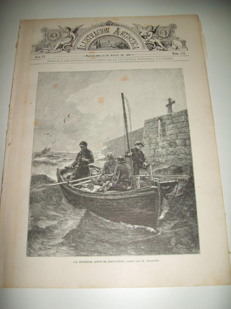 LAMINA ILUSTRACION ARTISTICA 19687: La oracion ante el calvario, por G. Haquette