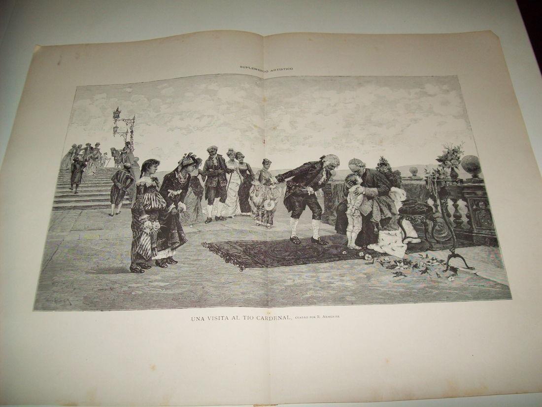 LAMINA ILUSTRACION ARTISTICA 19686: Una visita al tio cardenal, por E. Armenise