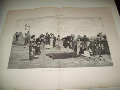 LAMINA ILUSTRACION ARTISTICA 19686: Una visita al tio cardenal, por E. Armenise
