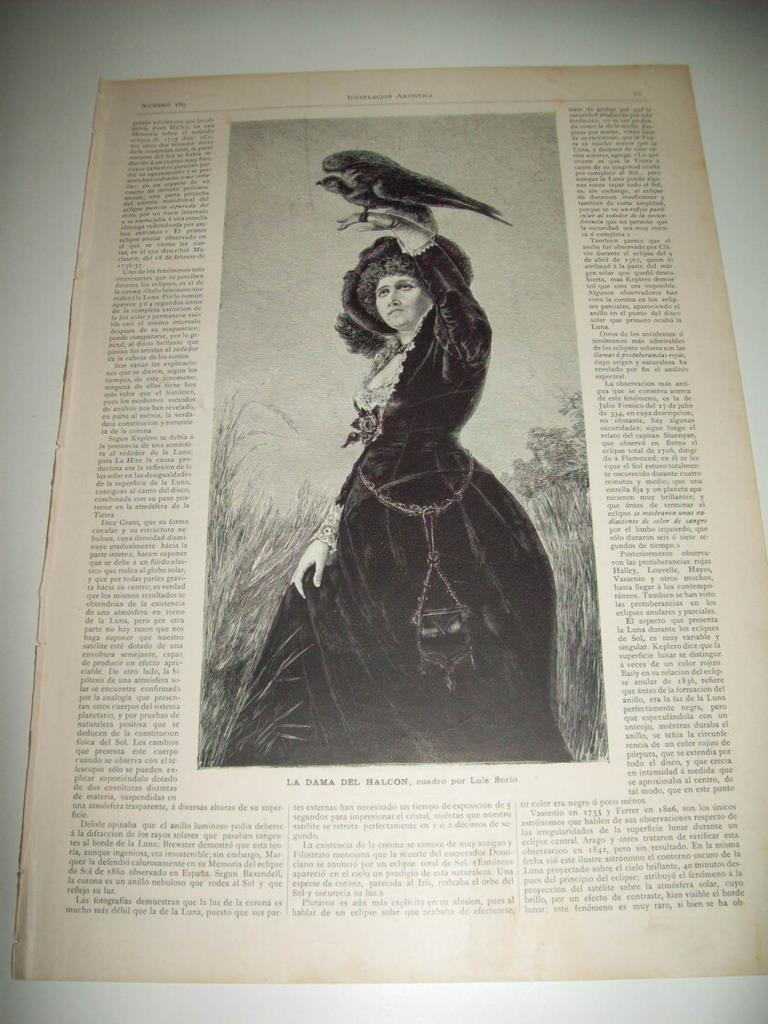 LAMINA ILUSTRACION ARTISTICA 19685: La dama del halcon, por Luis Sorio