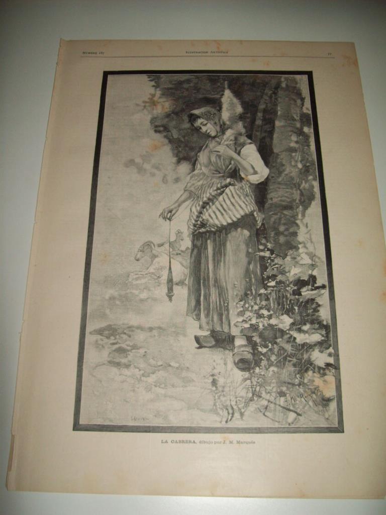 LAMINA ILUSTRACION ARTISTICA 19675: La cabrera, dibujo de JM Marques