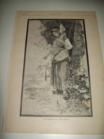 LAMINA ILUSTRACION ARTISTICA 19675: La cabrera, dibujo de JM Marques