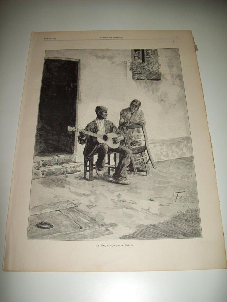 LAMINA ILUSTRACION ARTISTICA 19711: Jaleo, por A. Fabres