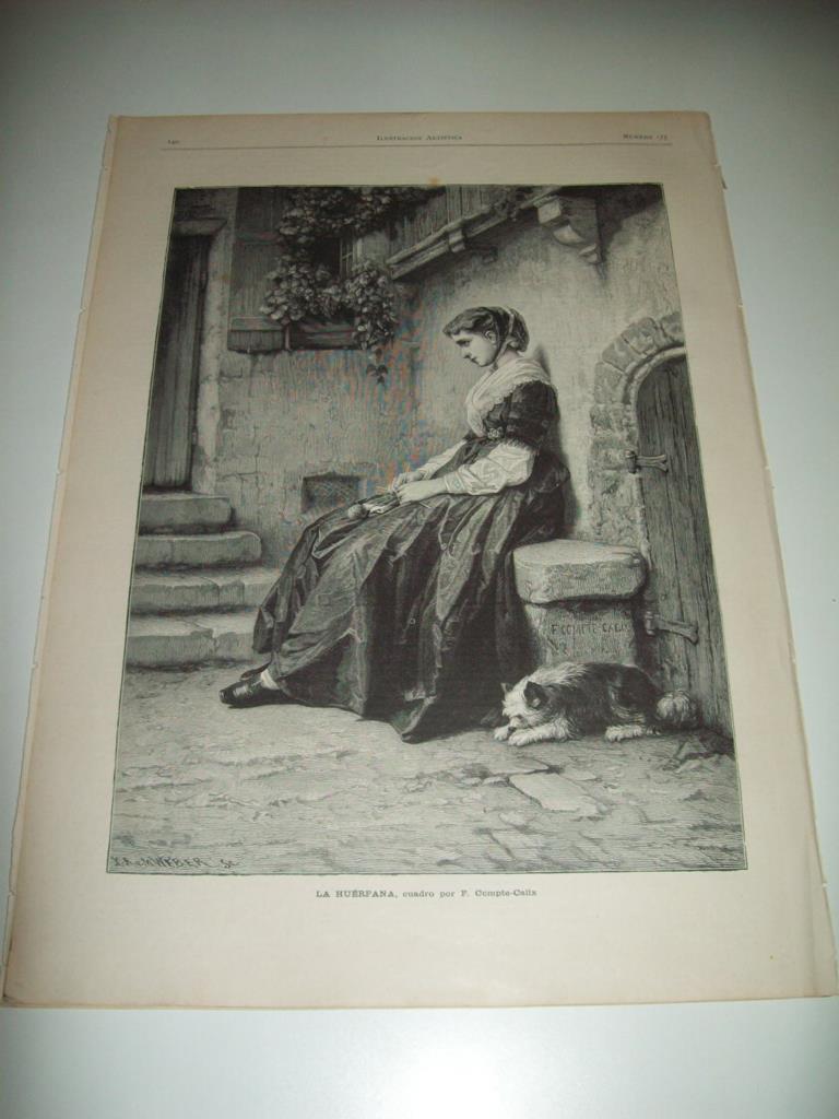 LAMINA ILUSTRACION ARTISTICA 19710: La huerfana, por F. Compte-Calix