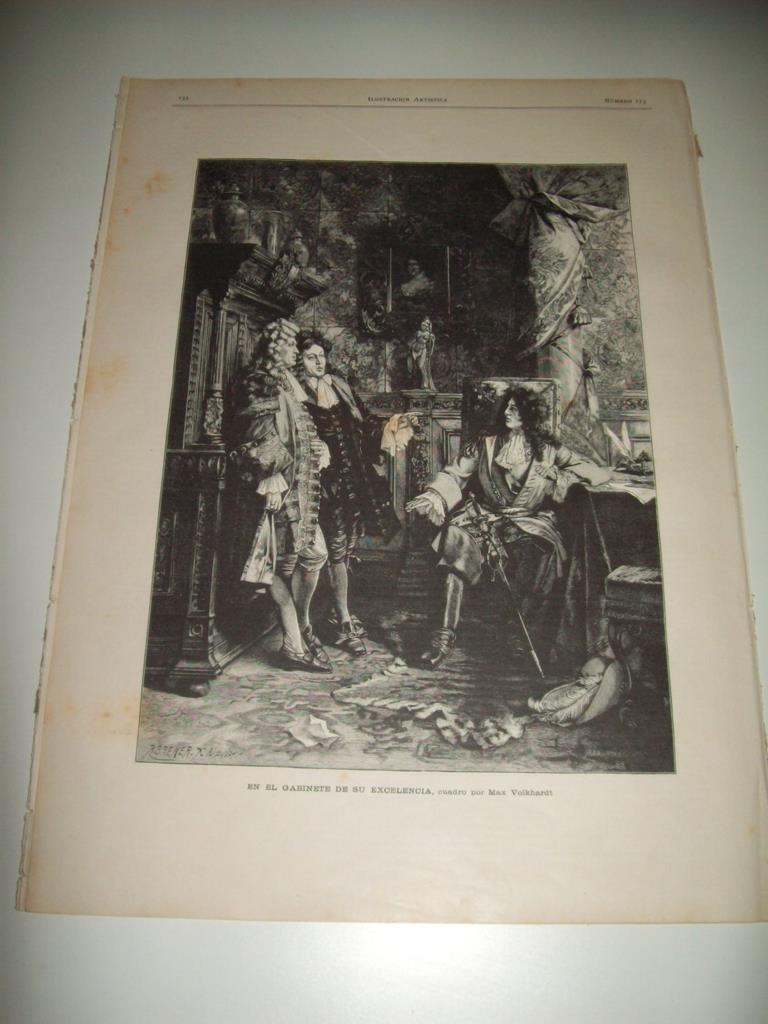 LAMINA ILUSTRACION ARTISTICA 19706: En el gabinete de su Excelencia, por M. Volkhardt
