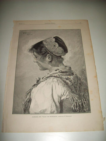 LAMINA ILUSTRACION ARTISTICA 19702: Aldeana del valle de Muhlbach