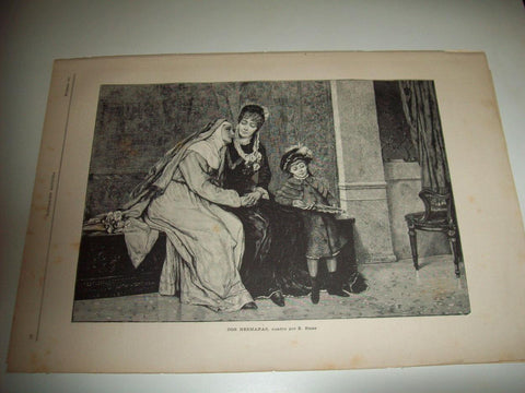 LAMINA ILUSTRACION ARTISTICA 19674: Dos hermanas, por E. Blaas