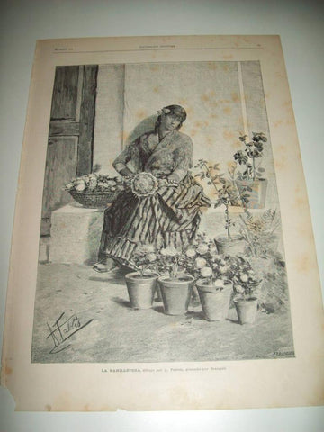 LAMINA ILUSTRACION ARTISTICA 19648: La ramilletera, por A. Fabres