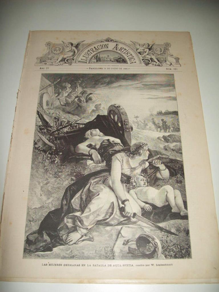 LAMINA ILUSTRACION ARTISTICA 19646: Las mujeres germanas en la batalla da Aqua Sextia
