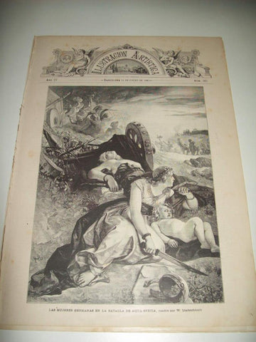 LAMINA ILUSTRACION ARTISTICA 19646: Las mujeres germanas en la batalla da Aqua Sextia