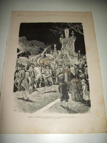 LAMINA ILUSTRACION ARTISTICA 19644: Ferias y fiestas de Barcelona