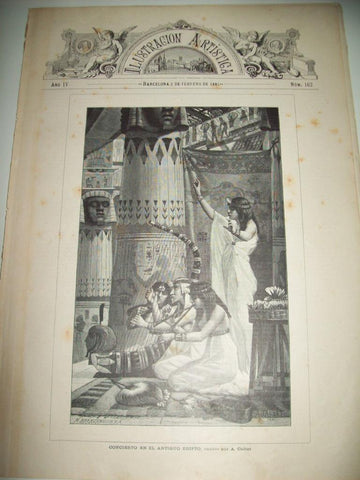 LAMINA ILUSTRACION ARTISTICA 19651: Concierto en el antiguo Egipto