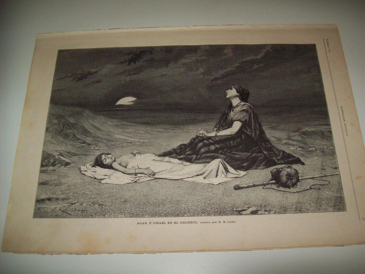LAMINA ILUSTRACION ARTISTICA 19653: Agar e Ismael en el desierto