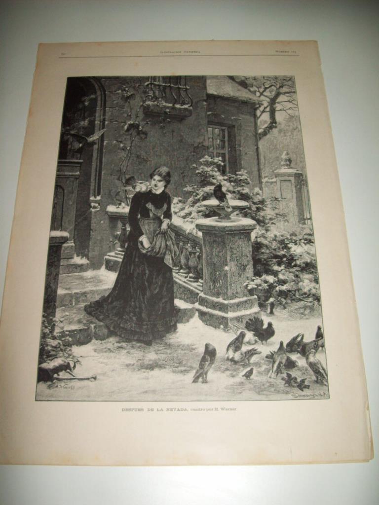LAMINA ILUSTRACION ARTISTICA 19665: Despues de la nevada, por H. Werner