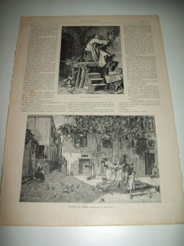 LAMINA ILUSTRACION ARTISTICA 19661: Junto al pozo