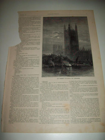 LAMINA ILUSTRACION ARTISTICA 19658: La torre Victoria de Londres