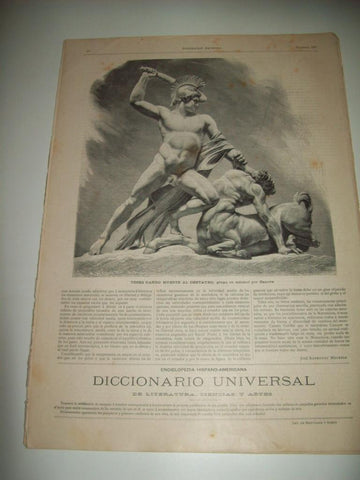 LAMINA ILUSTRACION ARTISTICA 19654: Teseo dando muerte al centauro