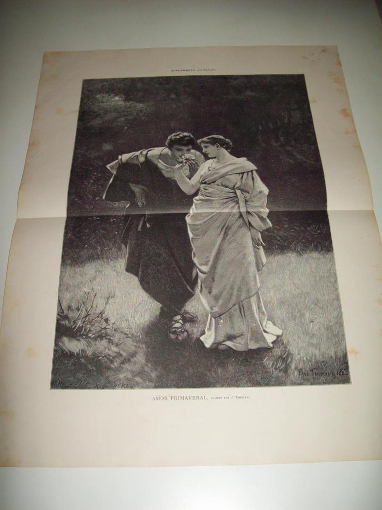 LAMINA ILUSTRACION ARTISTICA 19713: Amor primaveral, por P. Thumann
