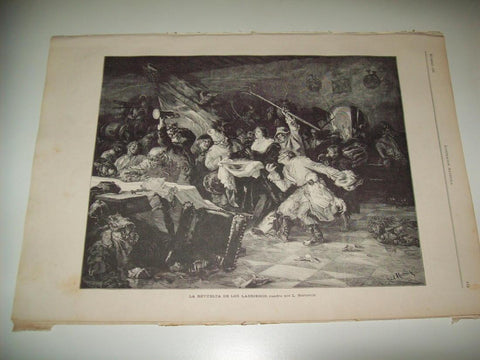 LAMINA ILUSTRACION ARTISTICA 19761: La revuelta de los labriegos, por Herterich