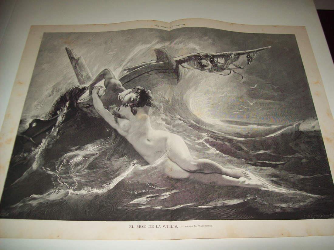 LAMINA ILUSTRACION ARTISTICA 19758: El beso de la Willis, por Wertheimer